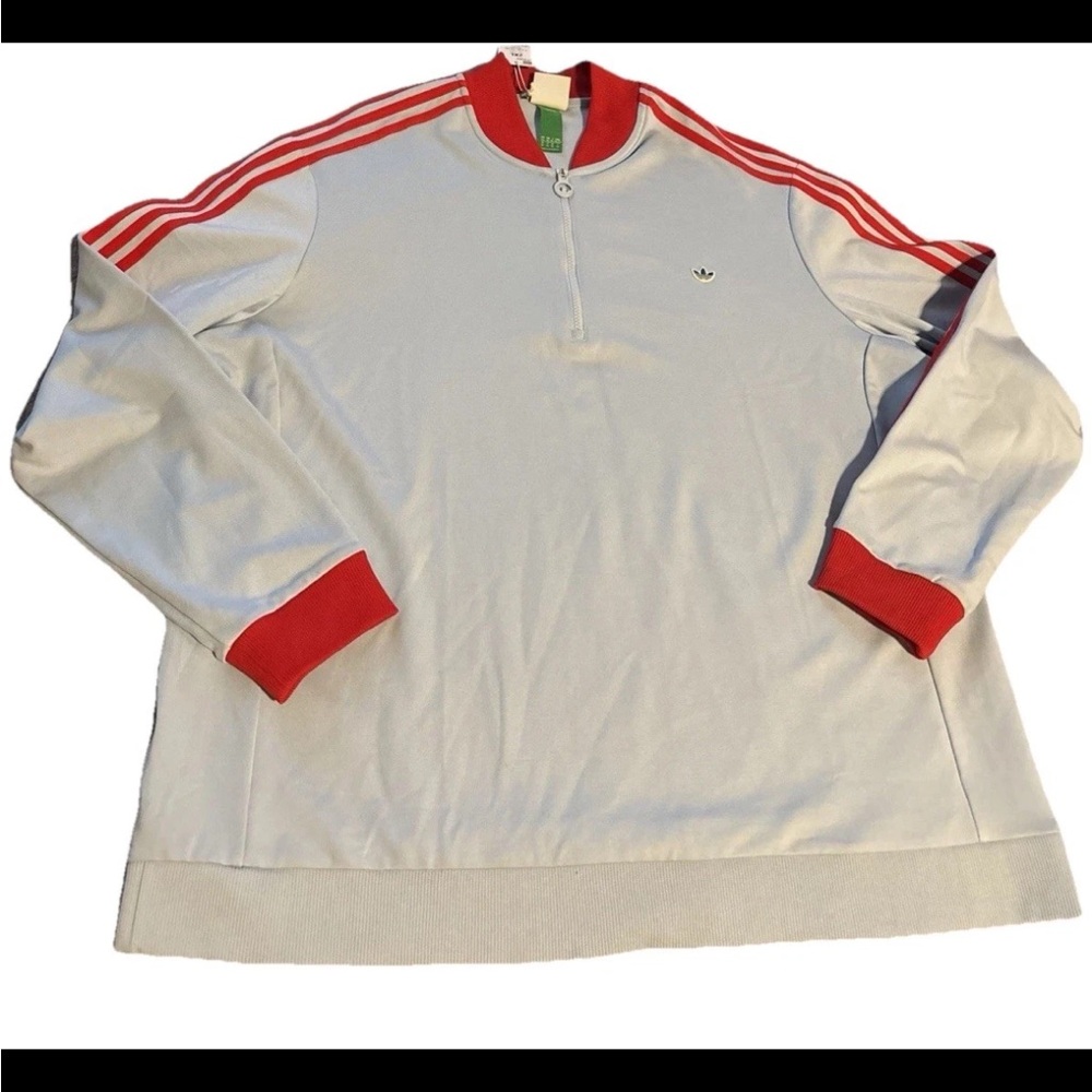 Men’s adidas origins twist knit red sky blue pullover 1/4 zip golf shirt